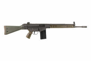 PTR Industries PTR-91GI 308 Win Rifle with 18-inch barrel is a G3 clone that comes with a 20-round magazine and features OD green furniture.